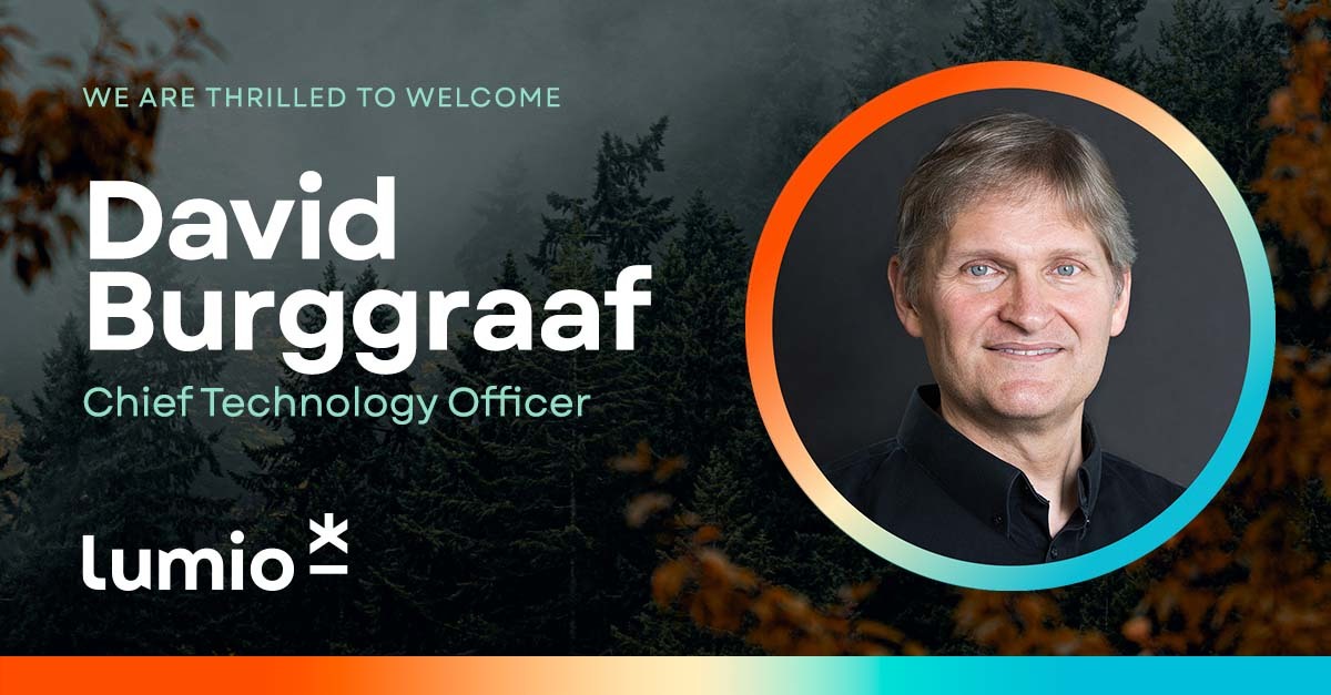 Picture of David Burggraaf with the text, " We are thrilled to welcome David Burggraaf Chief Technology Officer.